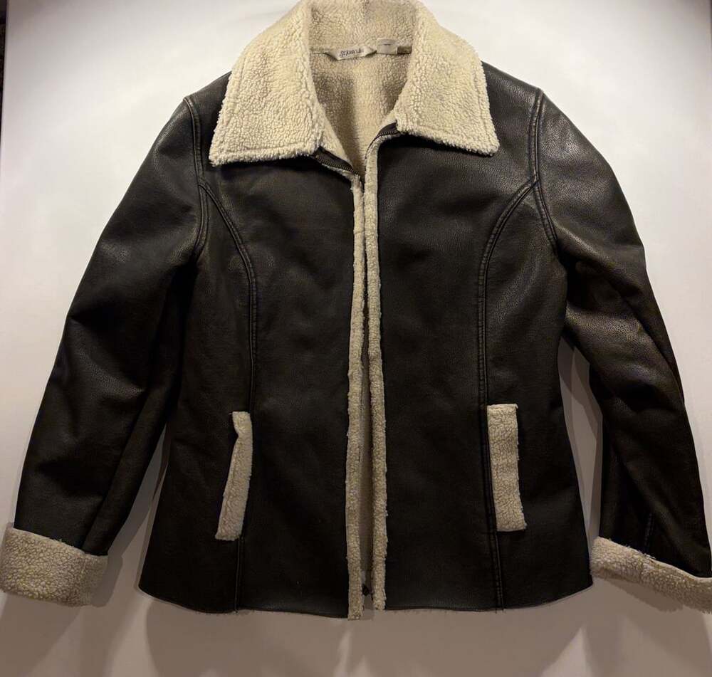 St. John's Bay Faux Leather Shearling Jacket Brown